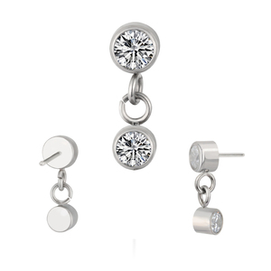 Wholesale Customization Threadless Piercing Jewelry G23 Titanium Push in with Dangle Labret Helix Earring - Product Image 6