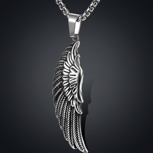 New Arrival Fashion Stainless Steel 24K Gold Plated Chain Hiphop Style Feather Pendant <b>Ring</b> for Men and <b>Boy</b> - Product Image 3