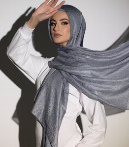 2024 liso Color sólido seda borde ligero brillo liso plisado gasa Hijab pañuelo para la cabeza chal bufandas - Product Image 2