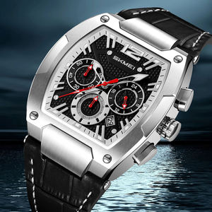 Montre de loisirs pour homme Skmei 9357, mouvement à quartz, bracelet en cuir et cadran en verre, étanche 3 ATM, vente en gros - Product Image 2