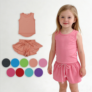 Conjuntos de Ropa de Yoga para Niñas en Stock, Trajes de Verano con Shorts Volantes, Venta al por Mayor, Ropa Deportiva de Tenis para Niños, Moda Activa de Fábrica - Product Image 1