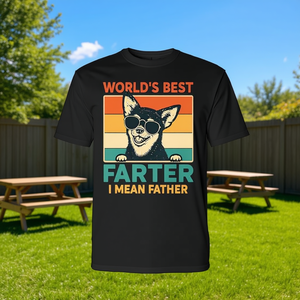 Maglietta a maniche lunghe con stampa digitale per adulti, girocollo, unisex, per la festa del papà, con stampa digitale, 'Worlds Best Farter I Mean Father Dog' - Product Image 2