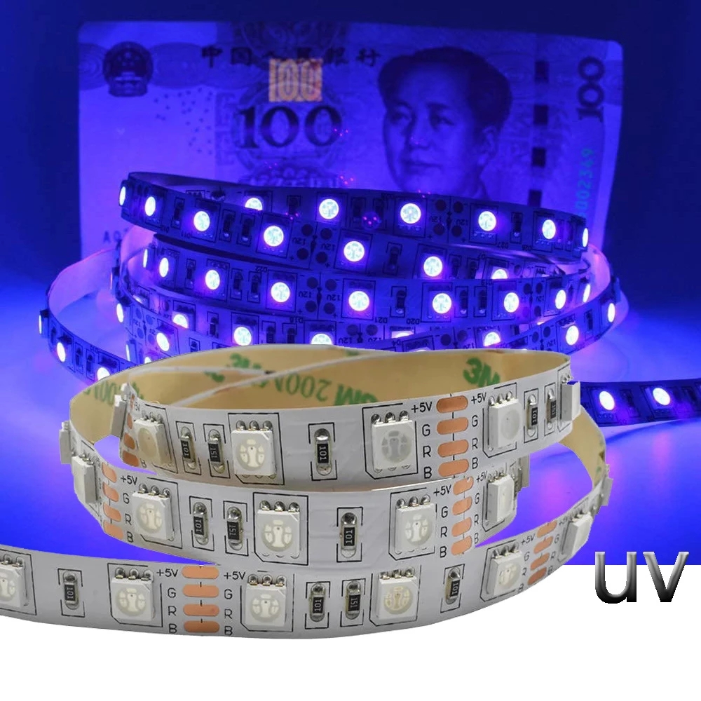 Ruban LED 12V 14.4W UV violet SMD5050 5 mètres