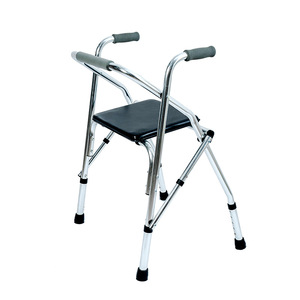 Keyi Folding <b>Walker</b> With Seat Cushion Four Legged Shower Chair For <b>Elderly</b> Bath Assistance - Product Image 1