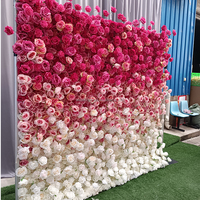 Fleur artificielle importée de chine fleur mur toile de fond 8ft x 8ft fleur artificielle pour la décoration d'événement de mariage