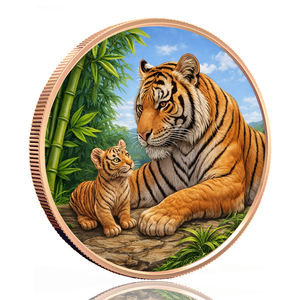 Toptan Fiyatı 5oz 999 Saf Bakır Yuvarlak Kaplan ve Bebek Derin Rölyef Yüzeyli Benzersiz Tasarım Madalyon - Product Image 2