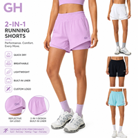 Shorts de yoga pour femmes GH Custom Logo, séchage rapide, anti-transpiration, respirants, 2-en-1, cordon de serrage, taille haute, pour le sport et le yoga