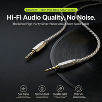 Câble audio Hi-Fi plaqué argent 3,5 mm, tressé à la main 4 brins, 196 conducteurs, cordon auxiliaire plaqué or pour haut-parleur de voiture, casque, ordinateur portable