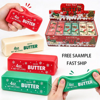 Jouet à presser en forme de beurre de Noël, cube de maltose moelleux et tourbillonnant, cube anti-stress à mélange de couleurs, jouet amusant en forme de bâton de beurre