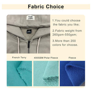 New Arrival Custom Embroidery <b>Thick</b> 100 Cotton Loose Full Zip Drawstring Active Wear Pullover French Terry Hoodie 500Gsm - Product Image 4