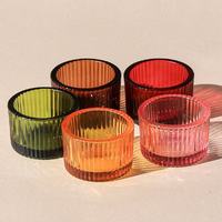 Bougeoir en verre à nervures verticales à paroi épaisse, pour aromathérapie, style nordique, dîner romantique aux chandelles, décoration