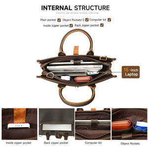 กระเป๋าเอกสารใส่แล็ปท็อปหนังม้าแท้สำหรับผู้ชายขนาด15นิ้วแบบย้อนยุคมีสไตล์ - Product Image 4