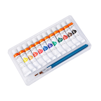 Ensemble de peinture acrylique 12 couleurs 12 ml, peinture d'artiste, nouveau style, bons pots de peinture en plastique avec pinceau, toile et papier