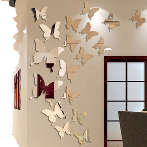 Hot Selling 12Pcs/<b>set</b> Stereo <b>Mirror</b> 3D Butterfly <b>Wall</b> Sticker Bedroom Living Room Home Decoration - Product Image 1
