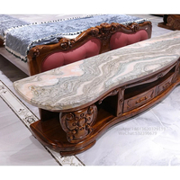 Lit classique antique de luxe en bois massif avec revêtement en cuir véritable pour chambre à coucher, style européen, fabriqué à Foshan