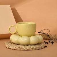 Tasse à café en céramique de tournesol coloré nordique avec logo personnalisé avec soucoupe tasse à thé café lait