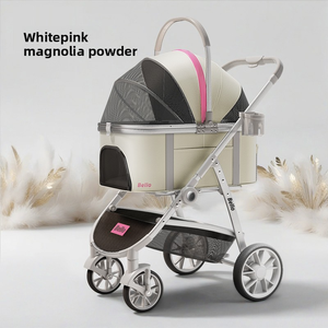 Pet seyahat lüks alüminyum 4-Wheel köpek arabası ile ayrılabilir taşıyıcı tek el kat - Product Image 3