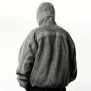 เสื้อมีฮู้ดแบบรูดซิปหน้าสำหรับผู้ชายเสื้อผ้าโอเวอร์ไซส์ผ้าฝ้ายวินเทจ - Product Image 4