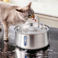 Distributeur d'eau pour animaux de compagnie en acier inoxydable, rechargeable, étanche IPX5, pour chats, capacité de 4 L, fenêtre de visualisation, filtration automatique