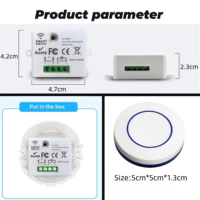Interrupteur à panneau rond miniature à télécommande AC 85-240V, 1 récepteur avec 1/2 émetteurs, interrupteur de commande sans fil à 50 m de distance
