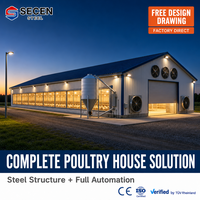 Structure en acier robuste et durable pour élevage de poulets, hangar professionnel en structure métallique pour bétail