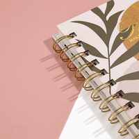 Carnets à spirales A5 personnalisés avec logo imprimé, feuille d'or rose, agenda 2027, agenda mensuel, hebdomadaire, journalier, planificateurs pour enseignants