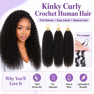 Extensioni per <span class=keywords><strong>capelli</strong></span> ricci afro all'uncinetto, 100% naturali, pre-selezionate, invisibili, per trecce boho - Product Image 2