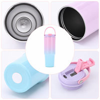 Gobelet isotherme promotionnel en acier inoxydable de 30 oz, bicolore dégradé, avec poignée de transport, sans PFAS, couvercle avec paille, idéal pour cadeaux et événements