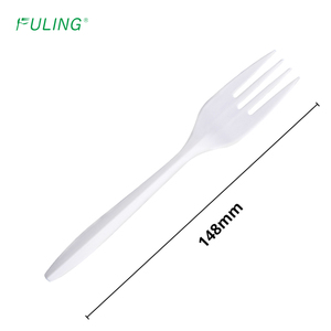 Fuling 2.5g PP dĩa nhựa đồ dùng dùng một lần thiết lập dao kéo trắng/đen nhựa trung bình trọng lượng dùng một lần ngã ba - Product Image 1
