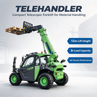 Chariot télescopique multifonctionnel tout-terrain compact avec fourche à palettes pour la construction, l'agriculture et la ferme