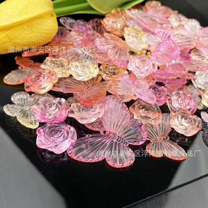 Chaîne de cheveux en acrylique translucide dégradé bicolore motif papillon rose pour bijoux DIY et accessoires de décoration décontractée - Product Image 3