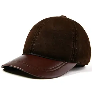 R058 ठोस रंग समायोज्य टोपी पुरुष और महिला गर्म टोपी चर्मपत्र असली लेदर बेसबॉल टोपी चमड़े Trucker टोपी