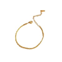 Bracelet en acier inoxydable plaqué or 18 carats avec perles et chaîne réglable, résistant au ternissement et à l'eau, bijoux en gros pour femmes