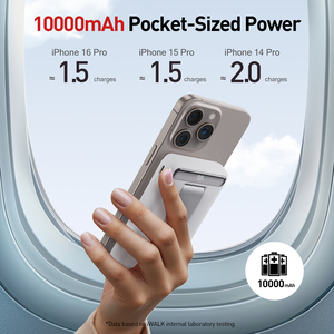 IWALK con Certificación Qi2, Banco de Energí<span class=keywords><strong>a</strong></span> Magnético Portátil de 10000 mAh, Cargador Inalámbrico Rápido de 20 W y 15 W con Soporte Ajustable - Product Image 3