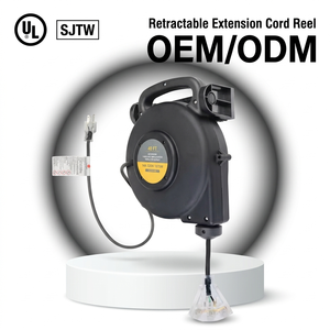 Carrete de Cable Retráctil Linsheng para Supermercados, Certificado UL ETL, SJTW, para Interiores, con Triple Conector <span class=keywords><strong>Fantail</strong></span> 12/3, 40 Pies - Product Image 1