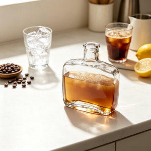 Bouteille en verre Super Flint de 100 ml pour la préparation de <span class=keywords><strong>café</strong></span> froid, <span class=keywords><strong>liqueur</strong></span> ou spiritueux, avec bec verseur étroit et bande de maintien en silicone - Product Image 4
