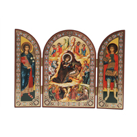 Statue triptyque en bois peinte Noël et Pâques, Naissance du Christ Jésus, Décoration murale, Cadeaux pour la maison et l'église, Artisanat