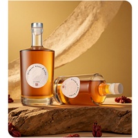 Bouteille de vin de fruits carrée plate en verre cristal de 750 ml avec bouchon en liège, vide, pour spiritueux faits maison