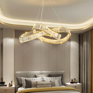 Nordique simple éclairage créatif or cercle moderne spirale cristal anneau rond led suspension - Product Image 5