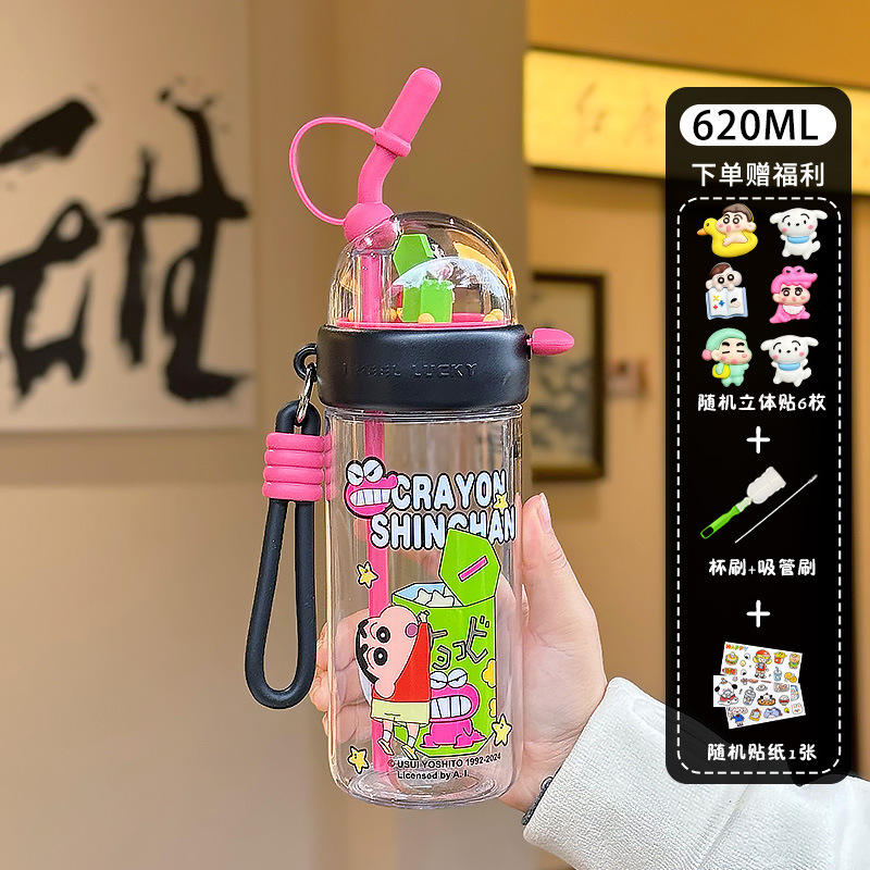 สติกเกอร์ซิลิโคนนุ่มลายการ์ตูน Crayon Shin-chan สีดำ 6 ชิ้น สำหรับเครื่องมือทำความสะอาดและสติกเกอร์ลายการ์ตูน