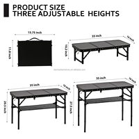 Ensemble de table de camping pliable en aluminium, design rectangulaire moderne, mobilier d'extérieur portable avec rangement