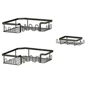 Juego de 5 Accesorios de Baño Autoadhesivos Negros, Soporte para Champú, Organizador de Esquina para Ducha, Estante para Baño - Product Image 3