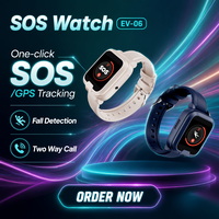 Orologio SOS per Anziani con Allarme Caduta EV06, Localizzazione GPS, Monitoraggio della Frequenza Cardiaca e dell'Ossigeno nel Sangue