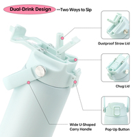 Bouteille d'eau isotherme en acier inoxydable à double paroi de 24 oz avec logo personnalisé, pour le sport et la gym, avec couvercle à bec verseur et paille 2-en-1