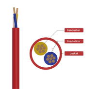 Cable de Alarma contra Incendios UL FPLR Sin Blindaje, 2*1.00mm², Cobre Desnudo Trenzado, PVC Rojo LSZH, para Sistemas de Seguridad y Comunicación
