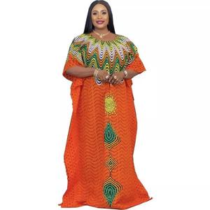 Robe <span class=keywords><strong>Bazin</strong></span> Riche, Caftans Longs Africains Brodés en Coton pour Femmes Grandes Tailles - Product Image 3