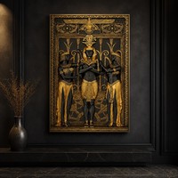 Impressions d'art égyptien antique noir et or, peinture murale sur toile, images décoratives de dieu pharaon en 3D