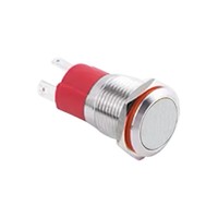 Interrupteur à bouton-poussoir métallique économique 16 mm plat 10A IP67 étanche avec LED, alimentation 3-6V 12-24V, rouge/bleu/vert, combinaison 1NO1NC
