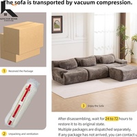 Modernes Cord-Cloud-Sofa mit Ottoman, L-förmiges, knochenloses, modulares Ecksofa, umweltfreundlich, langlebig, aus komprimiertem Schaumstoff, für Villa und Schule