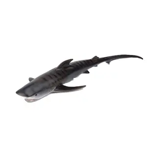 QS Top Seller Animals Cotton Filling Plastic Tiger Shark Set Toys Soft Rubber Sea Life Animal Model For Kids